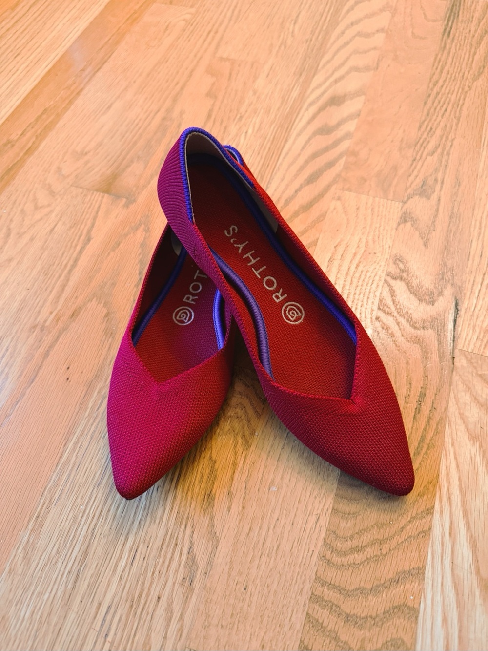 Rothy's Pointed Knit Flats in Deep Red